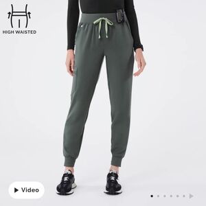 FIGS Zamora High Waisted Jogger Scrub Pants Bonsai Medium Long